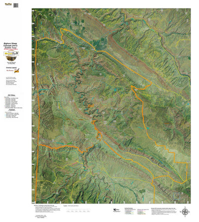 Co Bighorn Sheep Unit S63 Satellite Image with concentrations and kill sites. Preview 1