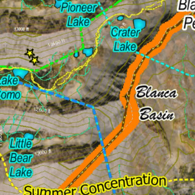 Co Bighorn Sheep Unit S65 Satellite Image with concentrations and kill sites. Preview 3