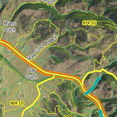 Co Bighorn Sheep Unit S69 Satellite Image with concentrations and kill sites. Preview 3