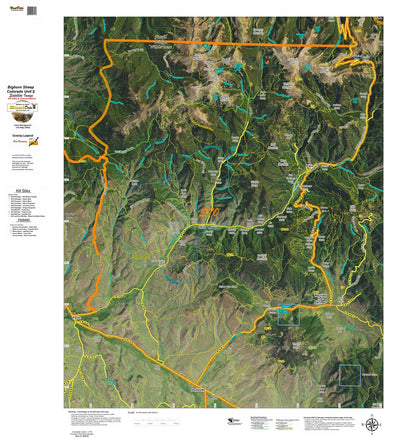 Co Bighorn Sheep Unit S70 Satellite Image with concentrations and kill sites. Preview 1