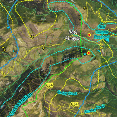 Co Bighorn Sheep Unit S73 Satellite Image with concentrations and kill sites. Preview 3
