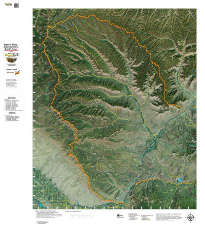 Co Bighorn Sheep Unit S75 Satellite Image with concentrations and kill sites. Preview 1