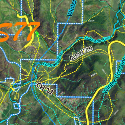 Co Bighorn Sheep Unit S77 Satellite Image with concentrations and kill sites. Preview 2