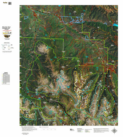 Colorado HuntData LLC CO Mountain Goat Unit G12 Satellite, Kill Site, and Concentrations digital map