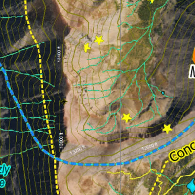 CO Mountain Goat Unit G14 Satellite Image with concentrations and kill sites. Preview 2