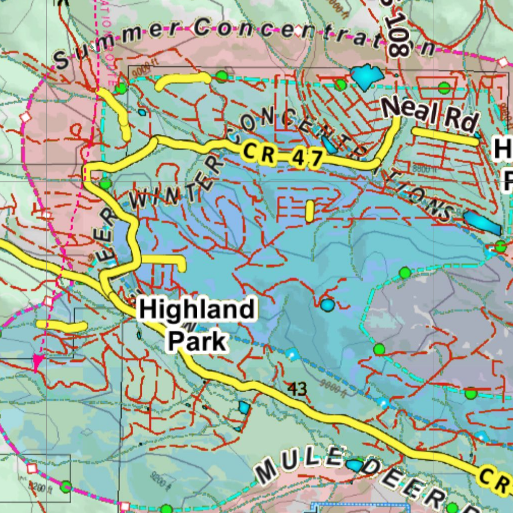 CO Unit 46 Mule Deer Concentrations Map by Colorado HuntData LLC ...