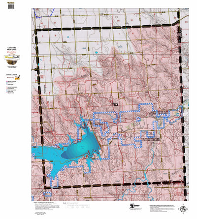 Colorado HuntData LLC Colorado Unit 103 Mule Deer Summer, Winter Concentration Map digital map