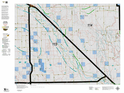 Colorado HuntData LLC Colorado Unit 113 Land Ownership Map with Elk and Mule Deer Concentrations digital map