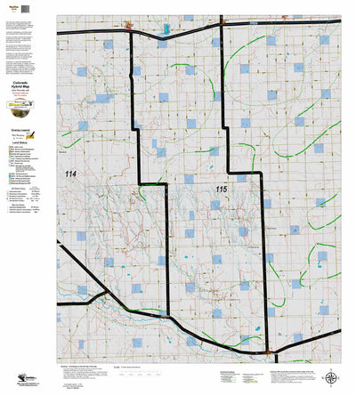Colorado HuntData LLC Colorado Unit 115 Land Ownership Map with Elk and Mule Deer Concentrations digital map