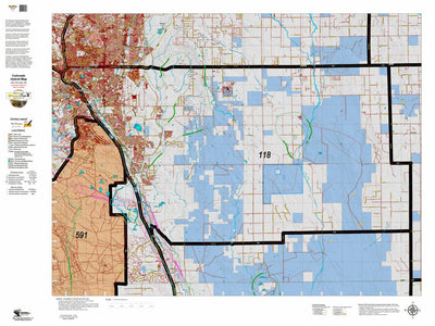 Colorado HuntData LLC Colorado Unit 118 Land Ownership Map with Elk and Mule Deer Concentrations digital map