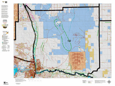 Colorado HuntData LLC Colorado Unit 123 Land Ownership Map with Elk and Mule Deer Concentrations digital map