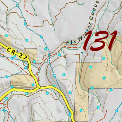 Colorado Unit 131 Elk Concentrations on a Land Ownership Base, the Hybrid Preview 2