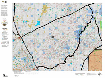 Colorado HuntData LLC Colorado Unit 133 Land Ownership Map with Elk and Mule Deer Concentrations digital map