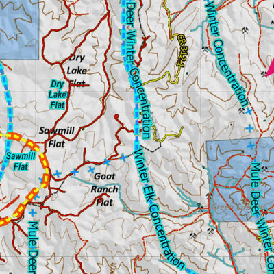 Colorado HuntData LLC Colorado Unit 133 Land Ownership Map with Elk and Mule Deer Concentrations digital map