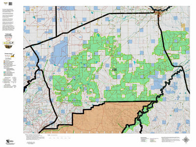Colorado HuntData LLC Colorado Unit 135 Land Ownership Map with Elk and Mule Deer Concentrations digital map