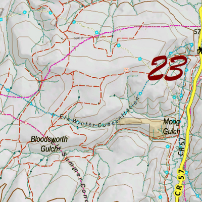 Colorado Unit 23 Elk Concentrations on a Land Ownership Base, the Hybrid Preview 2