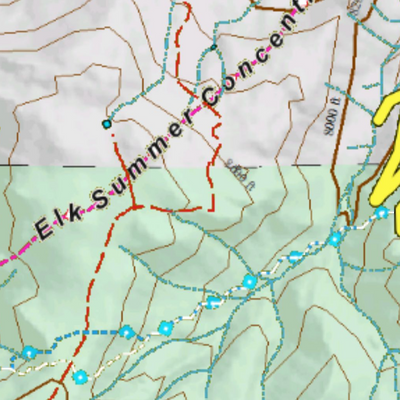 Colorado Unit 361 Elk Concentrations on a Land Ownership Base, the Hybrid Preview 2