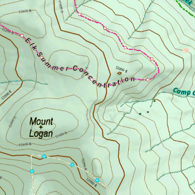 Colorado Unit 46 Elk Concentrations on a Land Ownership Base, the Hybrid Preview 2