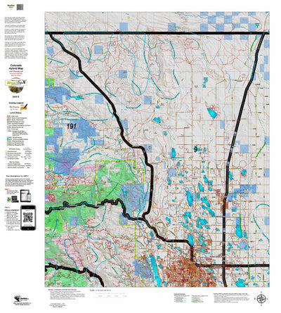 Colorado HuntData LLC Colorado Unit 9 Land Ownership Map with Elk and Mule Deer Concentrations digital map