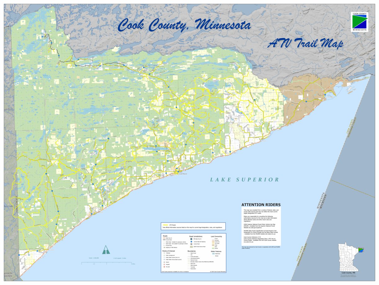 Cook Minnesota Cook County Minnesota ATV Trail Map by Cook County, Minnesota | Avenza Maps