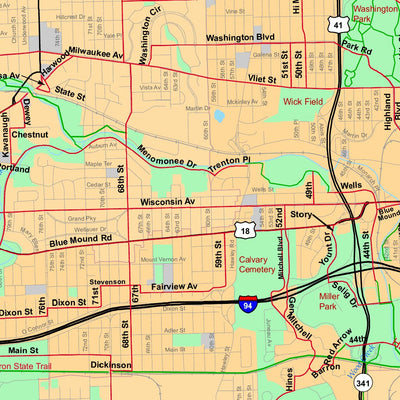 Crossover Ventures LLC Milwaukee and SE Wisconsin Bike Map digital map