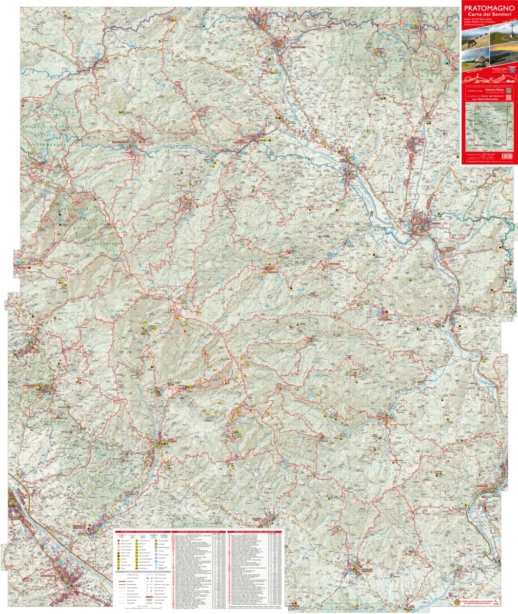 PRATOMAGNO Carta dei Sentieri Map by D.R.E.Am. Italia Avenza Maps