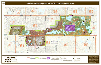 Dakota County, Minnesota Lebanon Hills Regional Park - Deer Hunt Map - Topo digital map