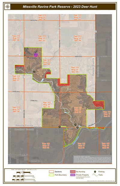 Dakota County, Minnesota Miesville Ravine Park Reserve - Deer Hunt Map - Aerial Photo digital map