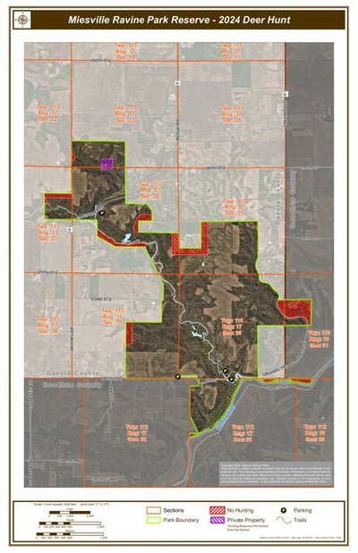 Miesville Ravine Park Reserve - Deer Hunt Map - Aerial Photo Preview 1