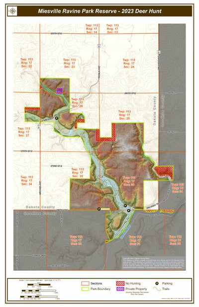 Dakota County, Minnesota Miesville Ravine Park Reserve - Deer Hunt Map - Topo digital map