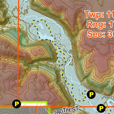 Miesville Ravine Park Reserve - Deer Hunt Map - Topo Preview 3