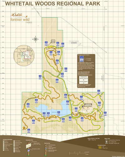 Dakota County, Minnesota Whitetail Woods Regional Park - All Season Sign - USNG digital map