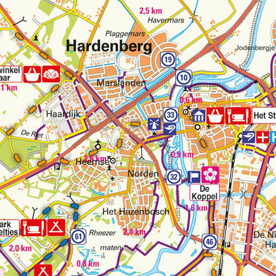 De Vries Kartografie bv. Arthuur Routes fietsknooppuntenkaart het Vechtdal Overijssel 2021 route digital map