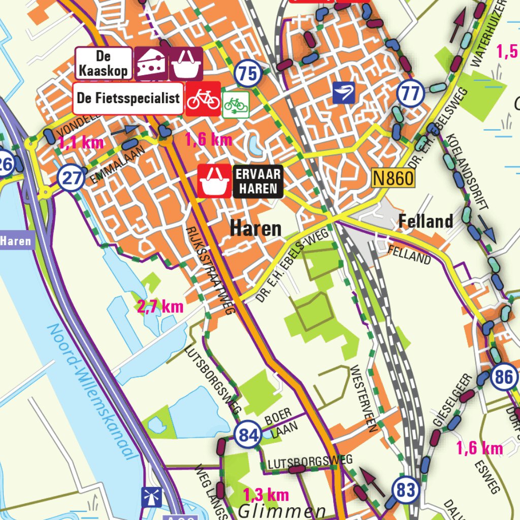 Arthuur routes fietsknooppuntenkaart Kop van Drenthe 2024_geo Map by De ...