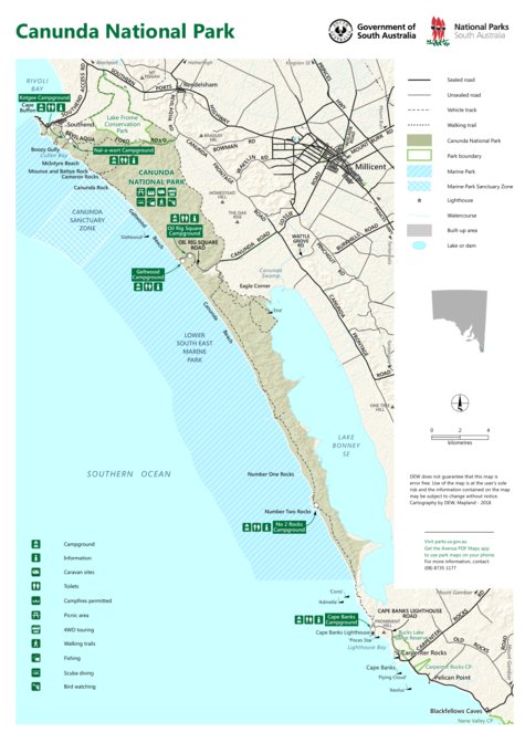 Canunda National Park Map by Department for Environment and Water ...