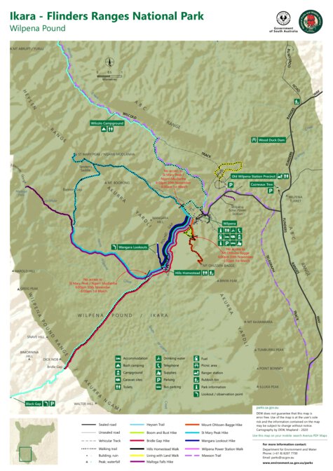 Ikara-Flinders Ranges National Park - Wilpena Pound Map by Department ...