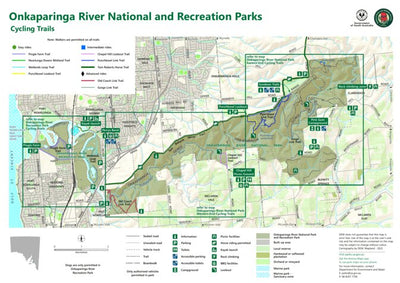 Department for Environment and Water Onkaparinga River National Park and Recreation Park Cycling Trails map digital map