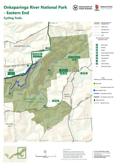 Department for Environment and Water Onkaparinga River National Park East end cycling trails digital map