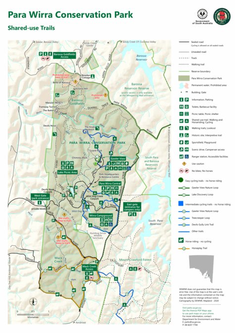 Para Wirra Conservation Park - Shared-Use Trails Map by Department for ...