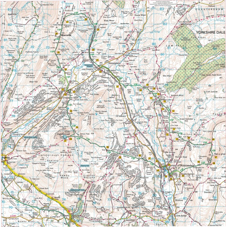 Yorkshire 3 Peaks Challenge Map by Discovery Walking Guides Ltd