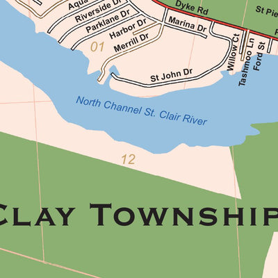 Donald Dale Milne Clay Township (west part), St. Clair County, MI digital map