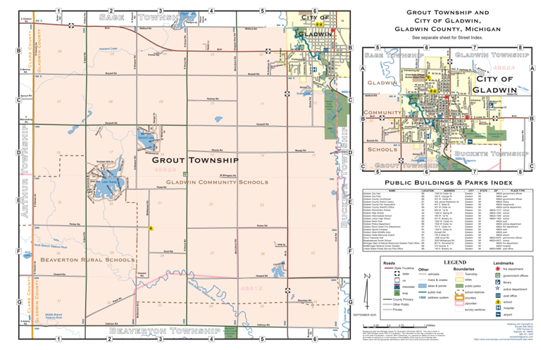 Grout Township and City of Gladwin, Gladwin County, Michigan Map by ...