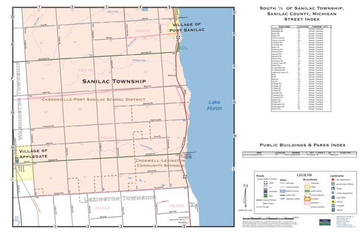 Sanilac Township And Village Of Port Sanilac Sanilac County Michigan Map By Donald Dale Milne 1110