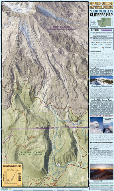 Mount St. Helens Climbing Map Summit and Crater Rim Preview 1