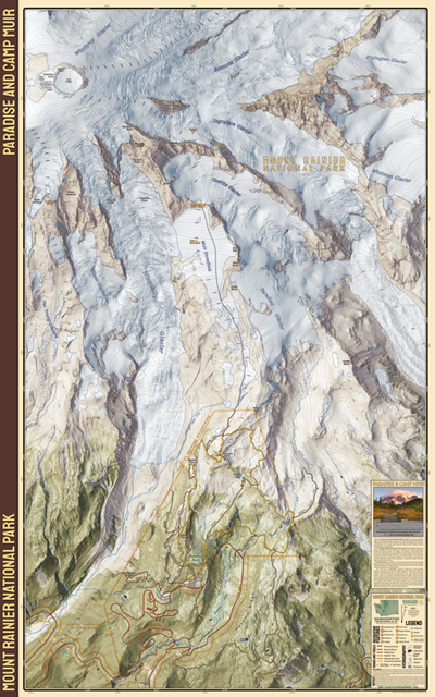 Paradise Trails and Camp Muir to Summit on Mount Rainier Map Preview 1