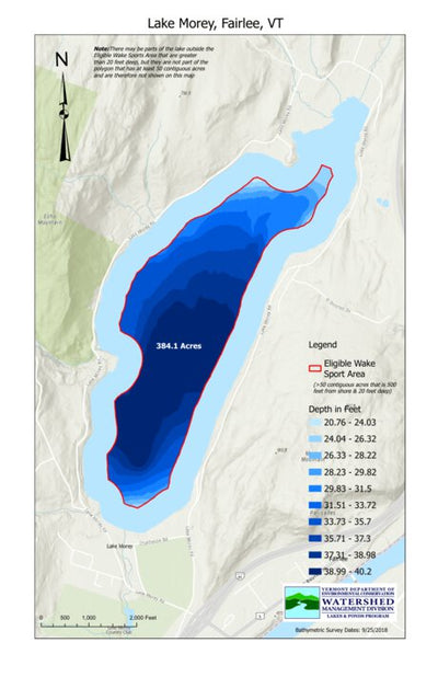 Environmental Conservation Wakesport Zone on Lake Morey in Fairlee, Vermont digital map