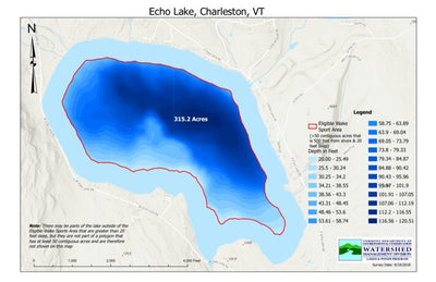 Environmental Conservation Wakesports Zone on Echo Lake in Charleston, Vermont digital map