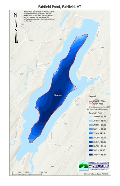 Environmental Conservation Wakesports Zone on Fairfield Pond in Fairfield, Vermont digital map