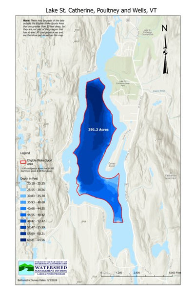 Environmental Conservation Wakesports Zone on Lake St. Catherine in Poultney and Wells, VT digital map