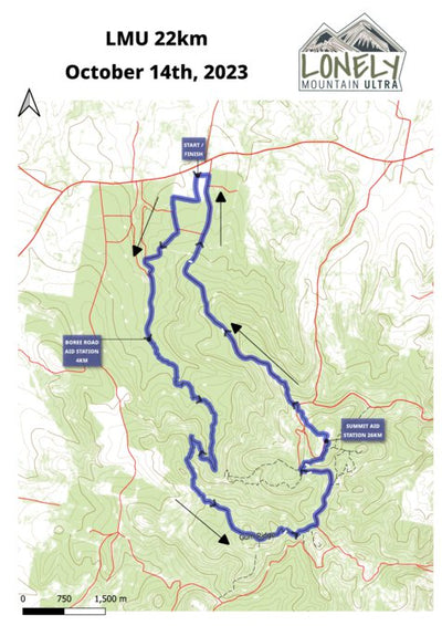 Event Safety Services Lonely Mountain Ultra 22km 2023 digital map